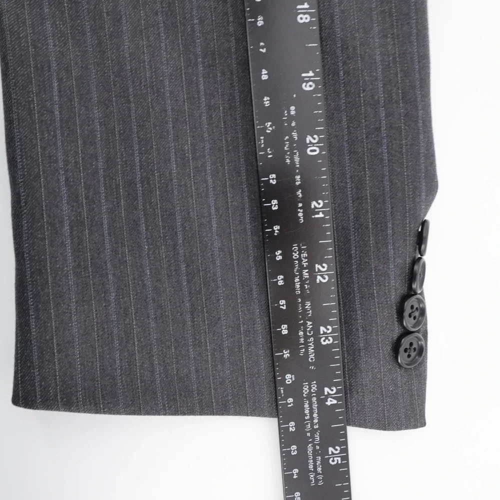 Vintage Burberry London Worsted Wool Pinstripe‎ Blazer Charcoal Grey Mens 44 REG